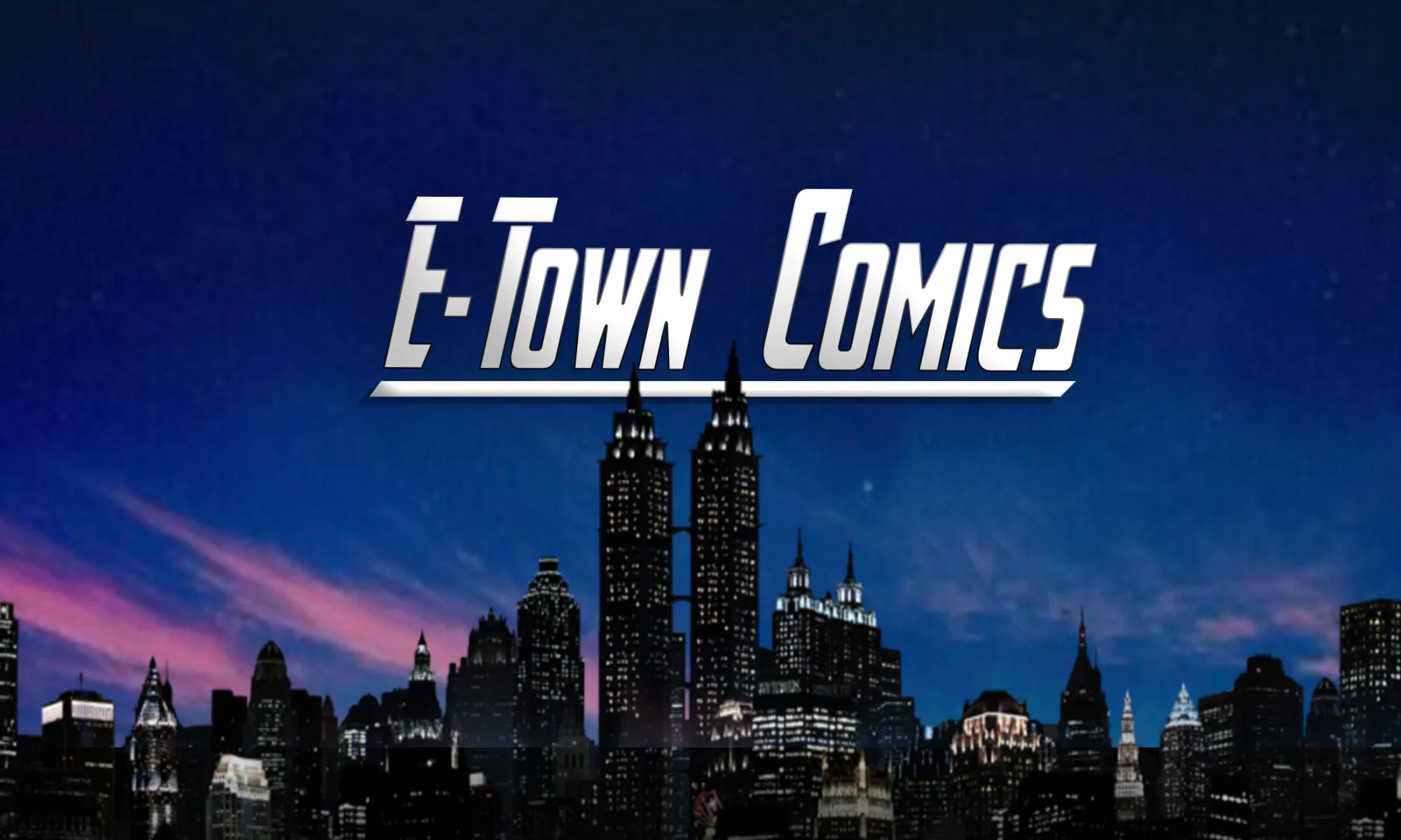 E-Town Comics skyline banner